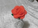 Crochet Open Rose - Coral
